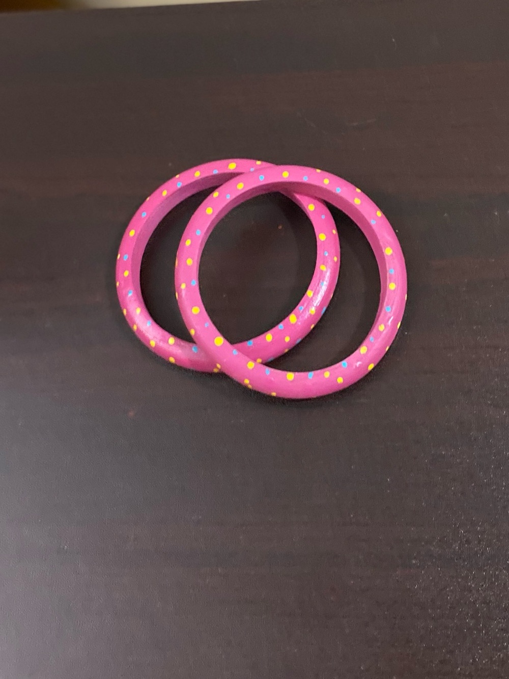 Hand painted Pink Polka Dot bangles Bracelet set